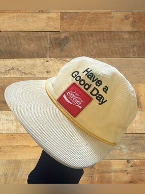 Brixton x Coca Cola Corduroy Snapback Hat Have a Good Day Cap light Yellow
